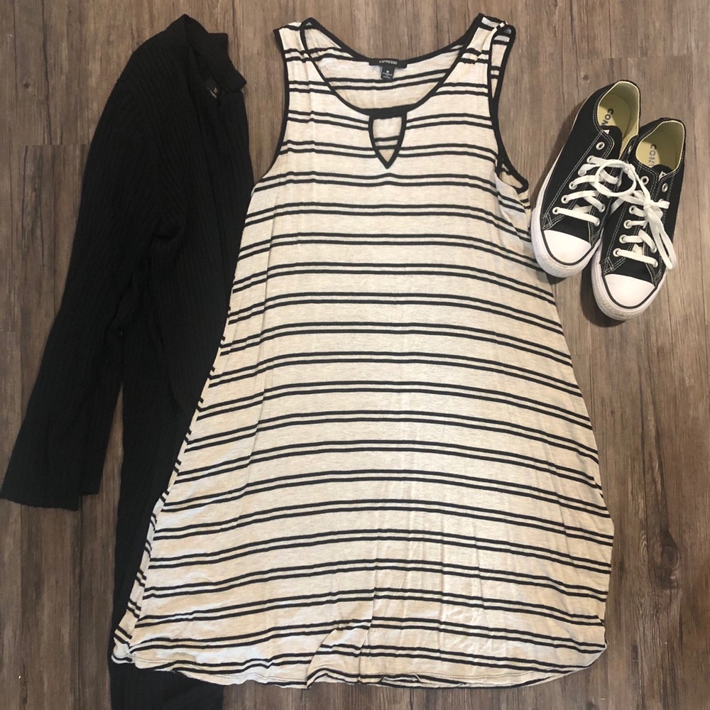 Espresso Striped Shift T-Shirt Dress